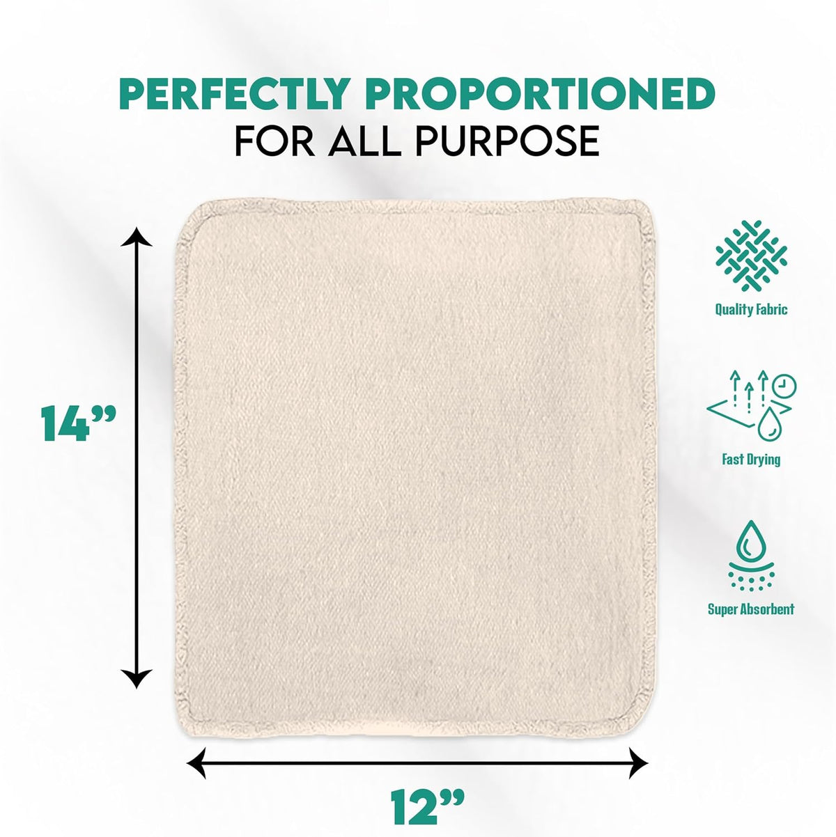 ZUPERIA Cotton Shop Towel – Multipurpose Cleaning Cloths (14" x 12" - Pack of 500 - White) Reusable Shop Rags for Automobiles, Industrial, Restaurants, Garage, and Homes