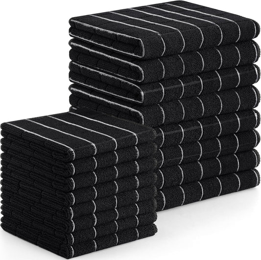 Homaxy Microfiber Kitchen Towels and Dishcloths Set, 16 Pack Soft and Absorbent Dish Hand Towels Bulk, 28 x 16 Inch & 12 x 12 Inch Quick Drying Rags for Washing Dishes, Grey