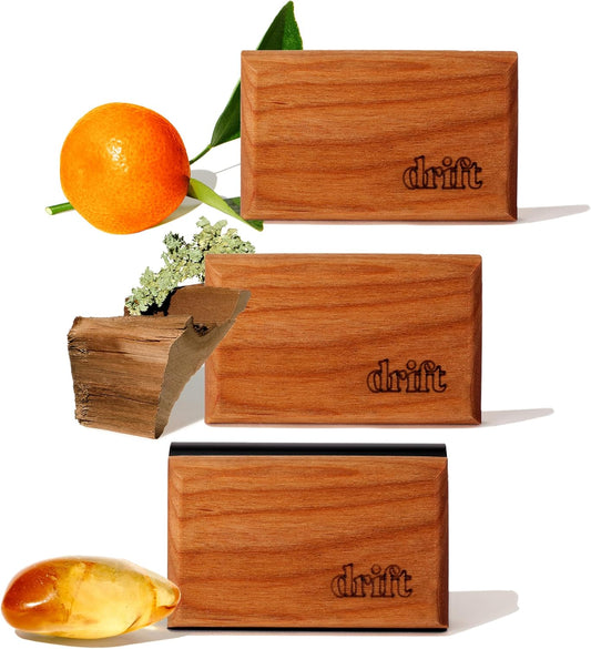 Drift Car Air Freshener Starter Kit - Wooden Deodorizer - Vehicle Odor Remover - Auto Scent Diffuser - Long-Lasting Car Freshening - Variety 3 Pack - CLIP INCLUDED