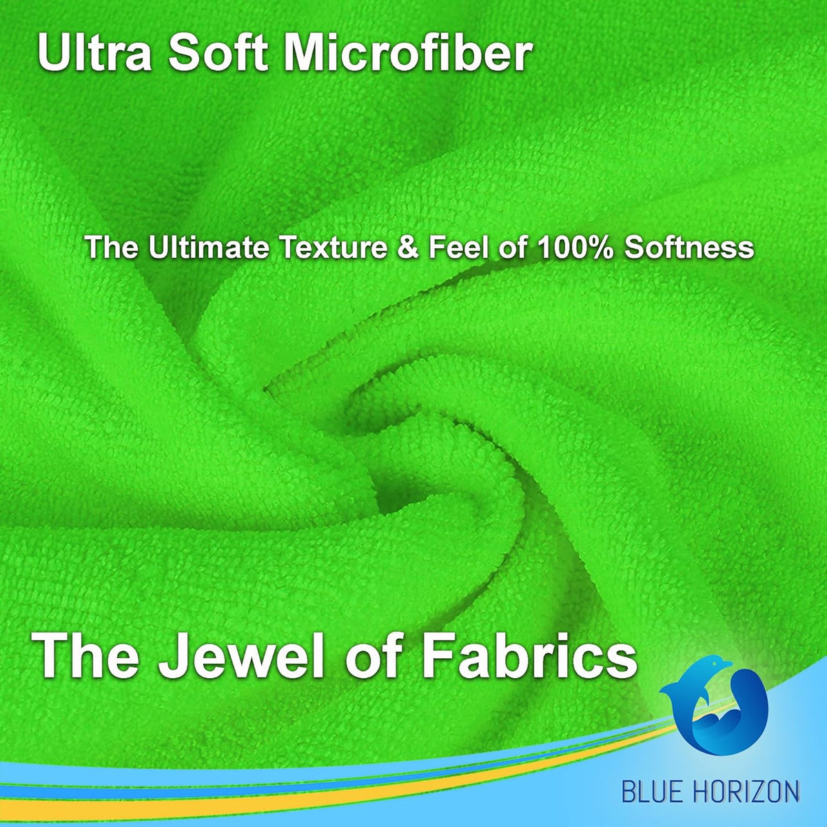 Blue Horizon Large Microfiber Cleaning Towels, 36-Pack Wash Cloths, Ultra Soft Plush Microfiber Cleaning Cloth, Products (Green, 16" X 16")