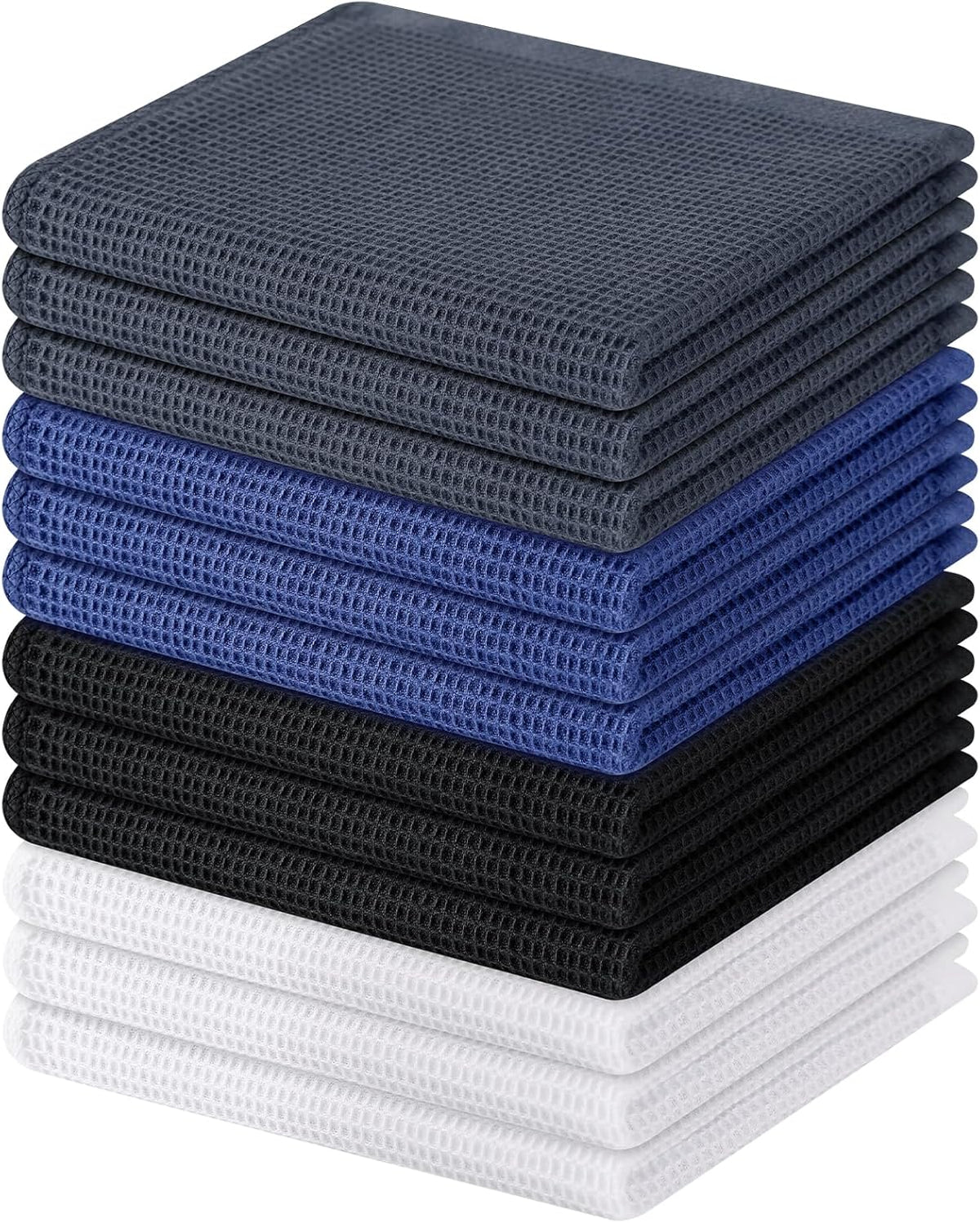 Homaxy 100% Cotton Waffle Weave Dish Cloths - 12 Pack Soft and Absorbent Dish Towels - 12 x 12 Inches Quick Dry Dish Rags - Multiple Colour
