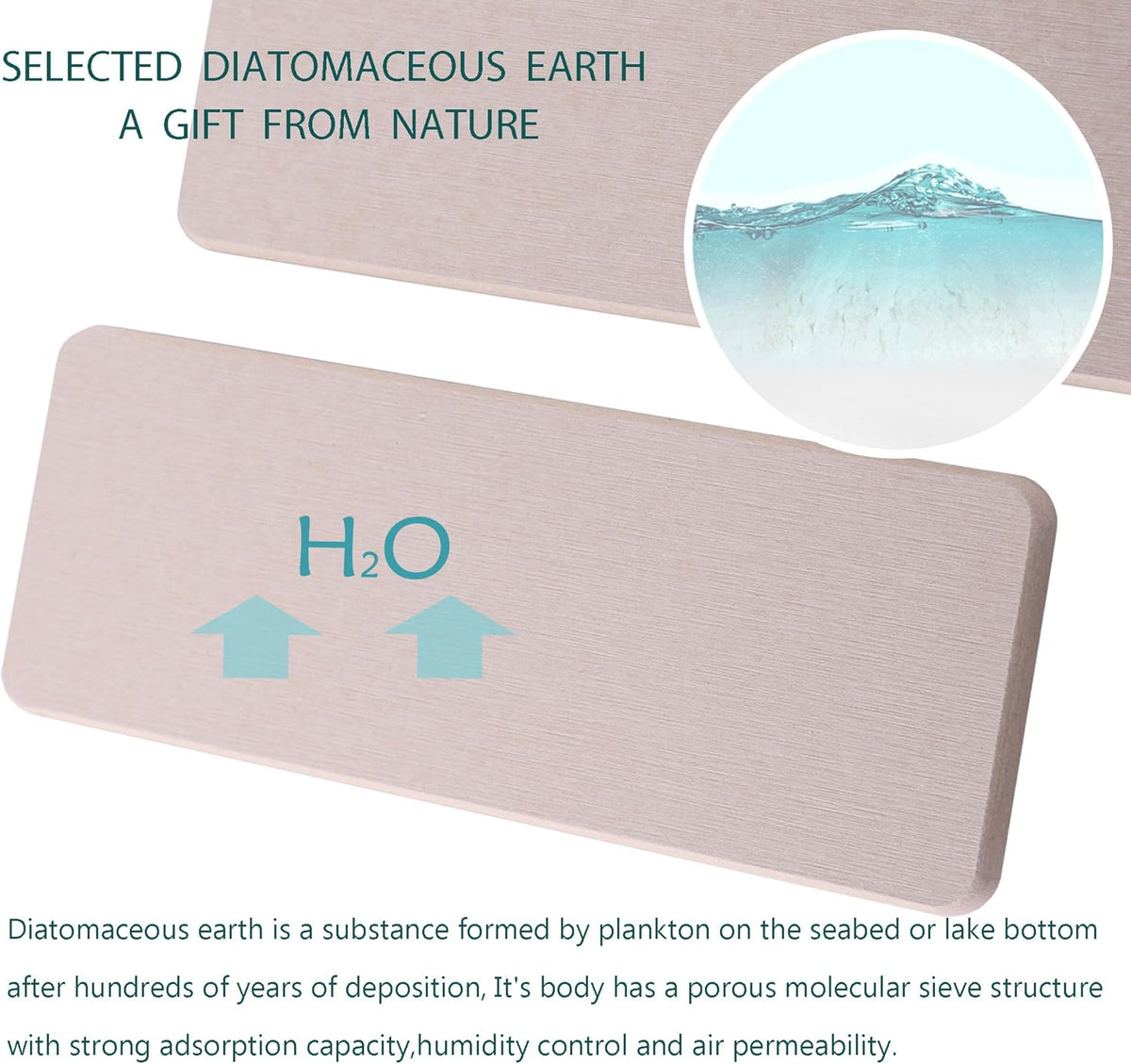 2 Pcs Water Absorbing Stone Trays, Kitchen/Bathroom Sink Soap Dish, Diatomite Tray Used for Hand Soap & Cosmetic Bottles in The Modern Home, 3.15" W x 8.7" L, Light Gray