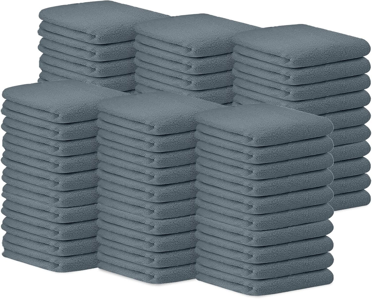 Avalon Towels Terry Bar Mop Towels (Value Pack of 60) Size 14"x17" – Absorbent and Durable, Multipurpose Cleaning Rags, Cotton Cleaning Cloths, Terry Cloth Rags, Reusable Shop Rag (Grey)