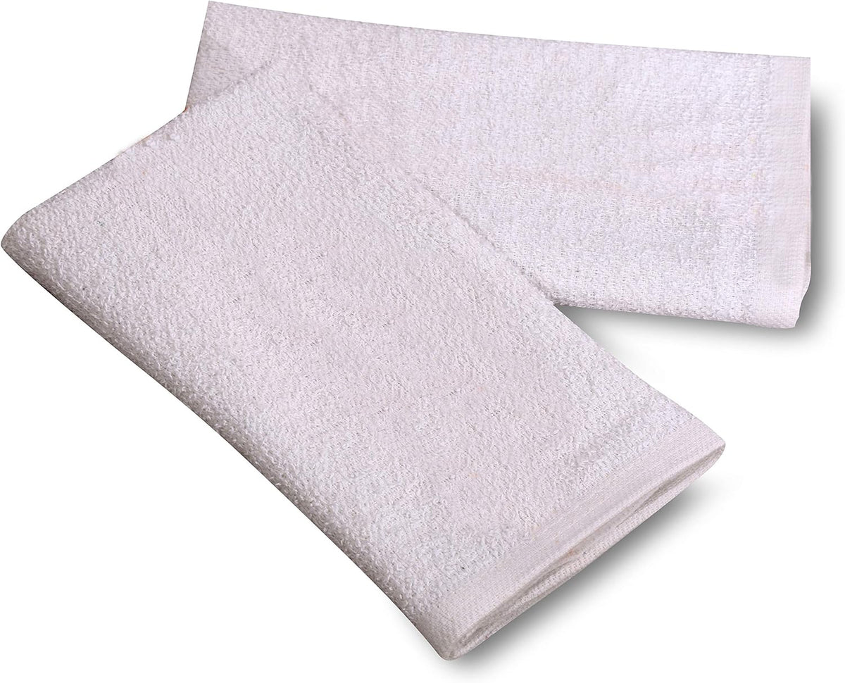 GOLD TEXTILES 60 PC New Cotton Blend White Restaurant Bar Mops Kitchen Towels 28oz (5 Dozen) (60, White)