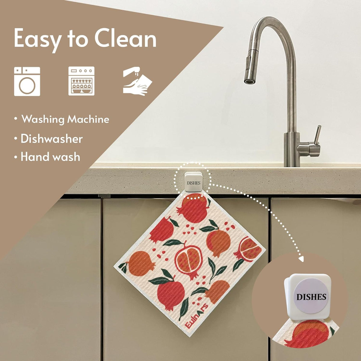 Swedish Dishcloths for Kitchen, 8 Pack Reusable Paper Towels with Clips, Non-Scratch Swedish Dish Towels, Super Absorbent Cellulose Sponge Cloths, Eco Friendly Gifts