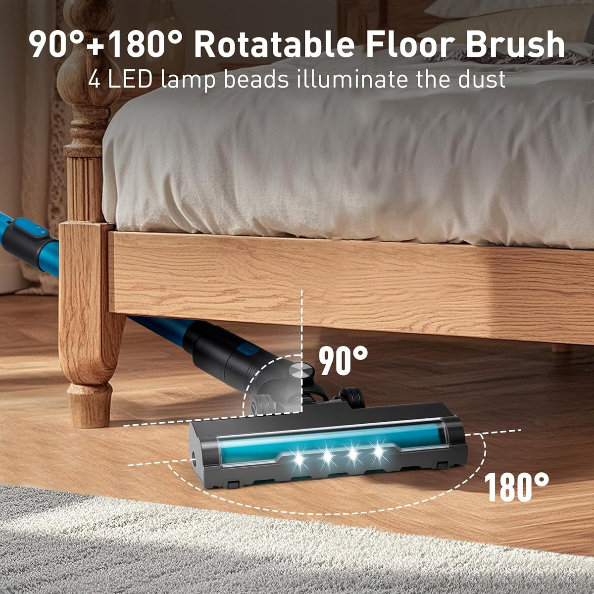 250W 25KPa Suction Cordless Vacuum Cleaner, 6-in-1 Lightweight Stick Vacuum with LED Display & Detachable Battery, 45 Mins Runtime for Hard Floor, Carpet, Pet Hair, Car Cleaning