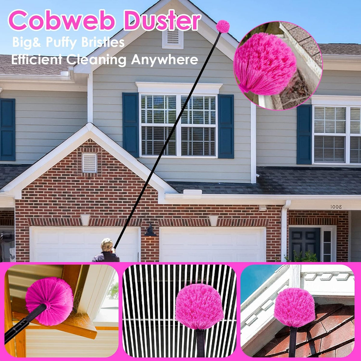 15 Foot Dusters for Cleaning, Duster with Extension Pole 7-15ft, Microfiber Feather Duster Used for Cleaning Ceiling Fan, High Window, Blinds, Shutters, Sofa, Cobweb Duster for Home (12 PCS)