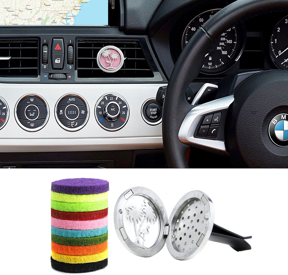 Car Diffuser Vent Clip 30mm Aromatherapy Essential Oil Automotive Diffuser Air Fresheners Vent Clips Car Accessories for Women Birthday Gifts (Flamingo)