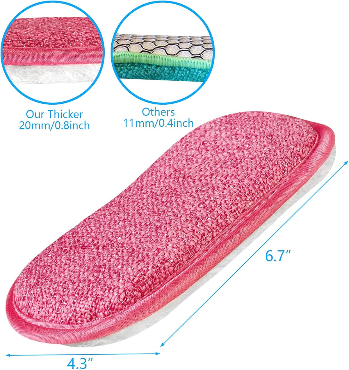 10 Pack Kitchen Dish Sponges Scrubber Non-Scratch Multi-Purpose Dishcloths, Sponge Along with Heavy Duty Scouring Power - Effortless Cleaning of Dishes, Pots and Pans