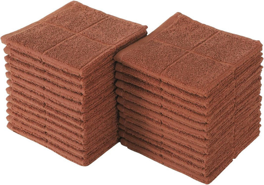Glynniss Kitchen Dish Cloths Highly Absorbent Dish Rags 100% Cotton Wash Cloths for Washing Dishes (Rust, 24)