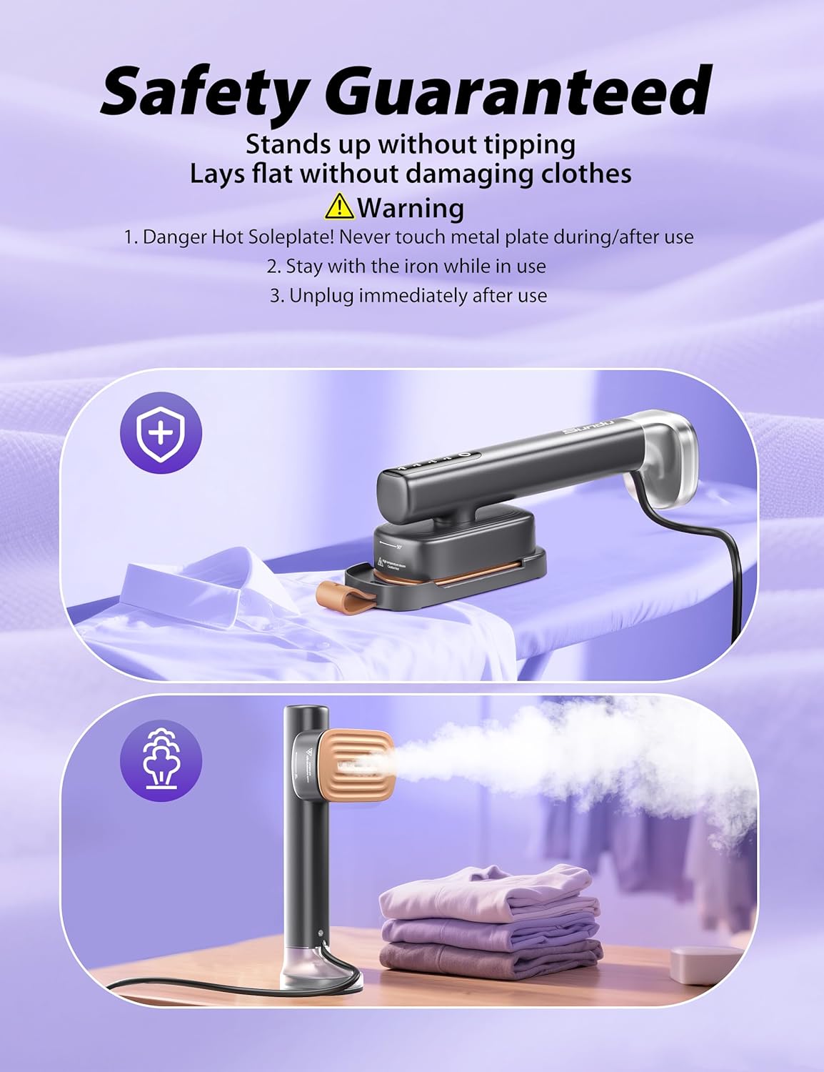 Sundu Steamer for Clothes,15s Fast Heat-up Handheld Garment Steamer,35mins Runtime & 180ml Large Tank,25g/min Steam,Ceramic Panel,Stands on Desk,Wrinkle Remover for Travel, Home, Office(Dark Gray)