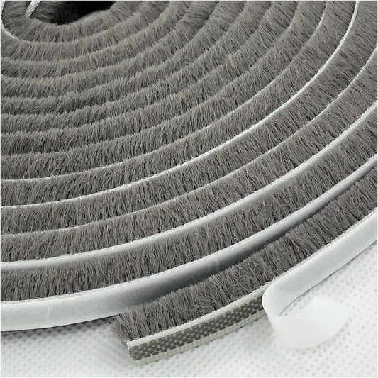 Weather Stripping Brush for Sliding Windows/Doors Frame Side,Pile Self Adhesive Weatherstrip Seal Strip Sealer Draft Stoppers (33ft x11/32 Backing x 11/32 Brush inch, Grey)