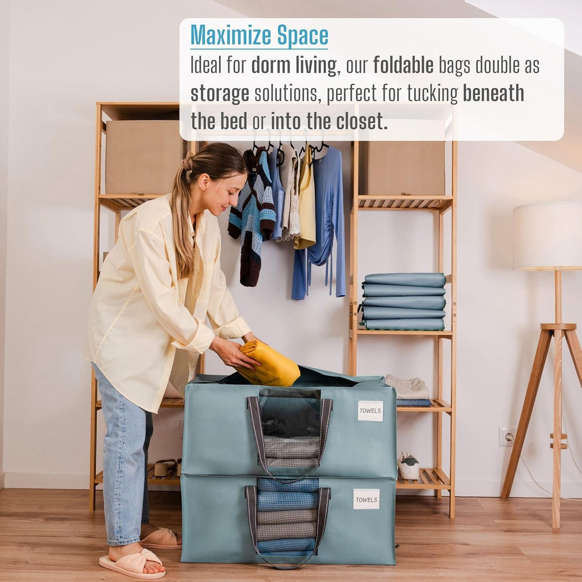 VENO 4 Pack Moving Bags for College, Heavy-Duty Storage Totes, Moving Boxes and Wardrobe Packing Supplies Alternative - Extra Large Durable Laundry Bags for Clothes (Light Blue Matte, 4 Pack)