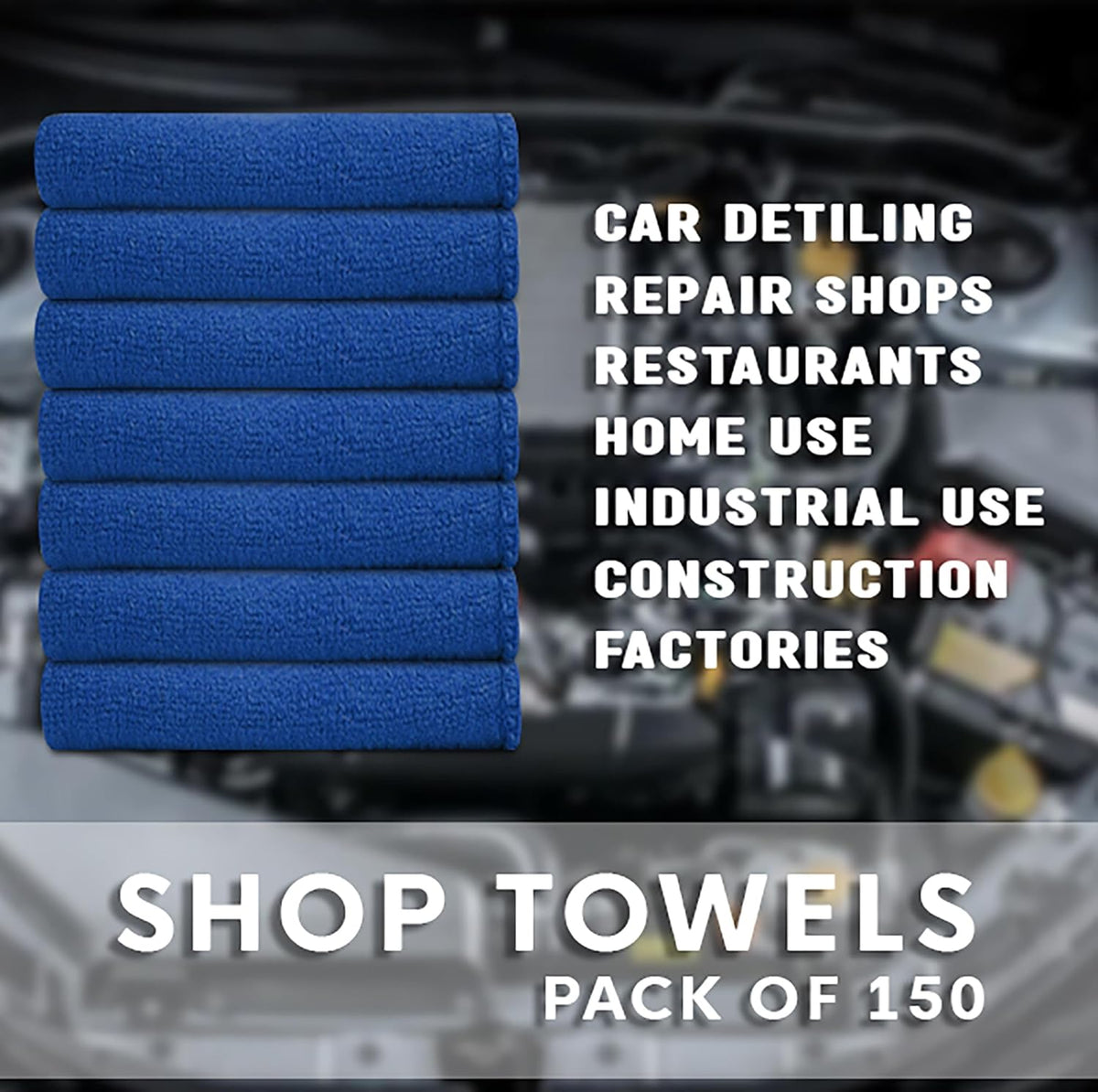 Cotton Shop Towels - Pack of 25 Cleaning Rags 12'' x 14'' - Super Soft and Absorbent Shop Rags for House - Multipurpose Cleaning Towels for Automobiles, Industries, Garage