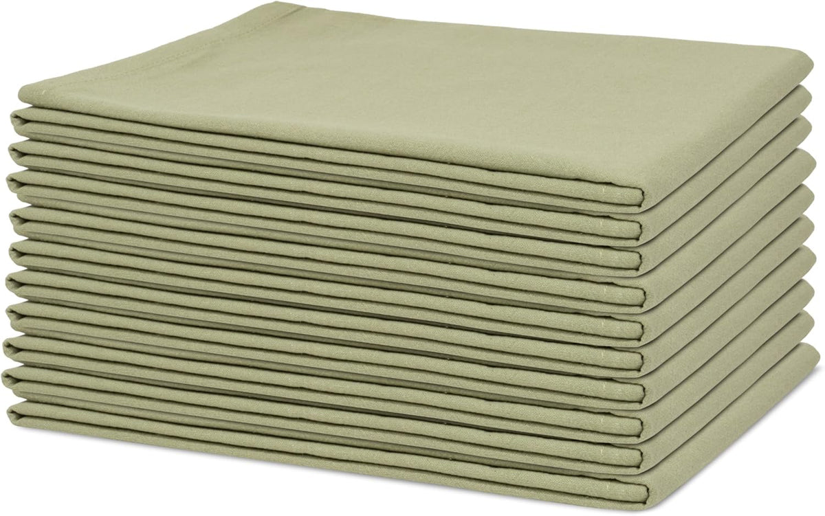 Organic Cotton Sage Flour Sack Kitchen Towels - 10 Pack, 27"x27", Highly Absorbent, Lint-Free Flour Sack Tea Towels for Baking, Kitchen and Dish Drying - 100% Cotton Sage Dish Rags (10 Pack)