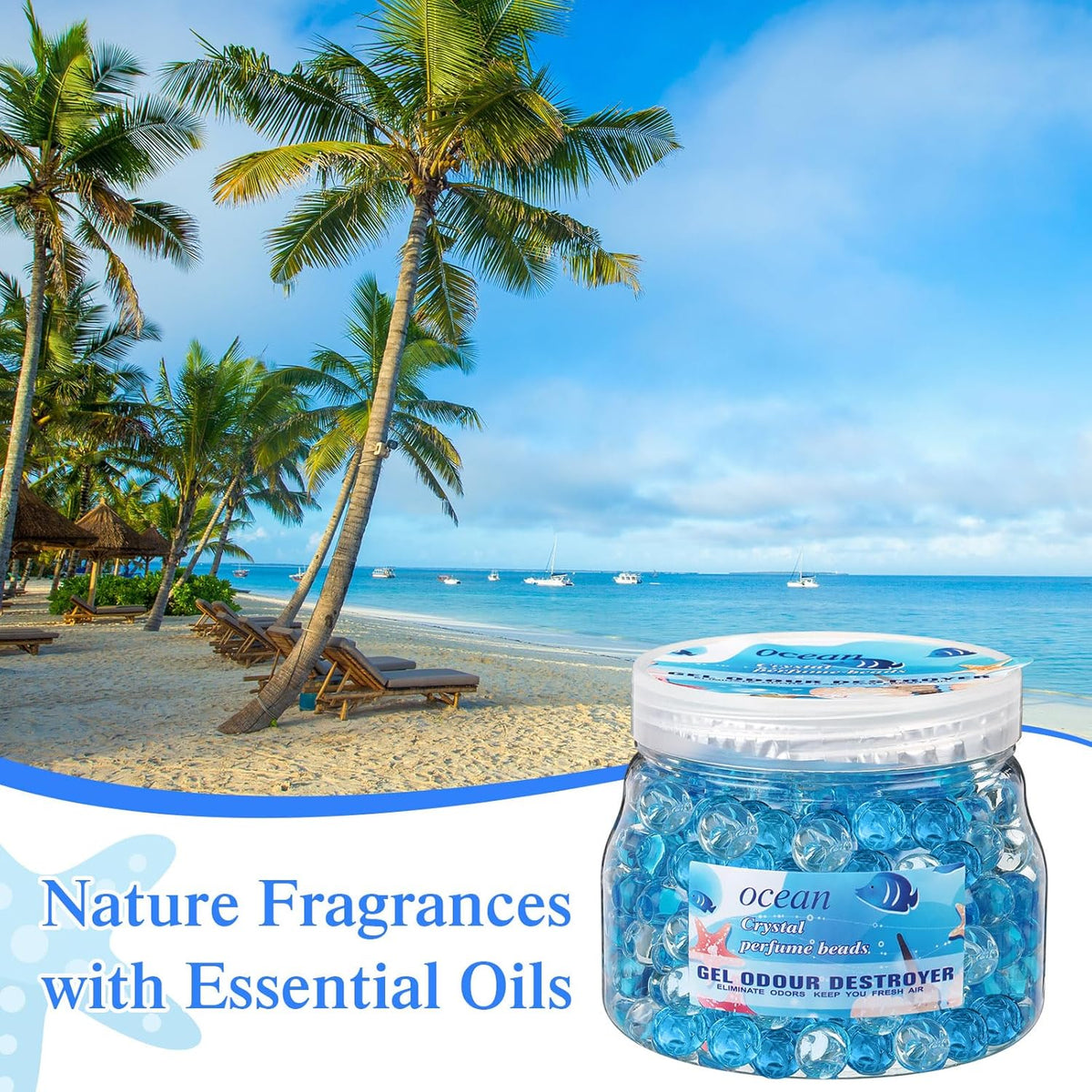 9 Pack Odor Eliminator Gel Beads Bulk 10 Ounces Air Freshener Gel Beads Odor Eliminator for Home, Bathrooms, Cars, Boats and Pet Areas(Ocean)