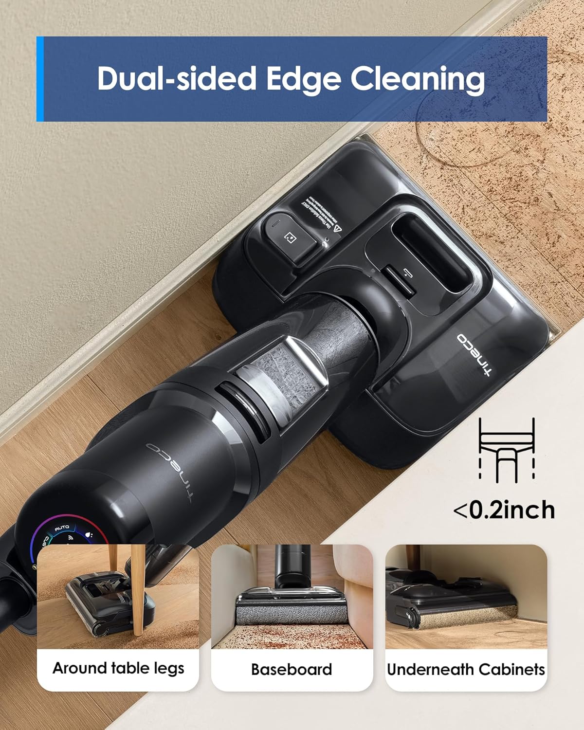 Tineco Floor ONE S7 Stretch Ultra Cordless Wet Dry Vacuum Cleaner, 180°Lay-Flat Anti-Tangle Design, 50 Minutes Runtime, 185℉ Flashdry Self-Cleaning, Dual-Sided Edge Cleaning Floor Cleaner