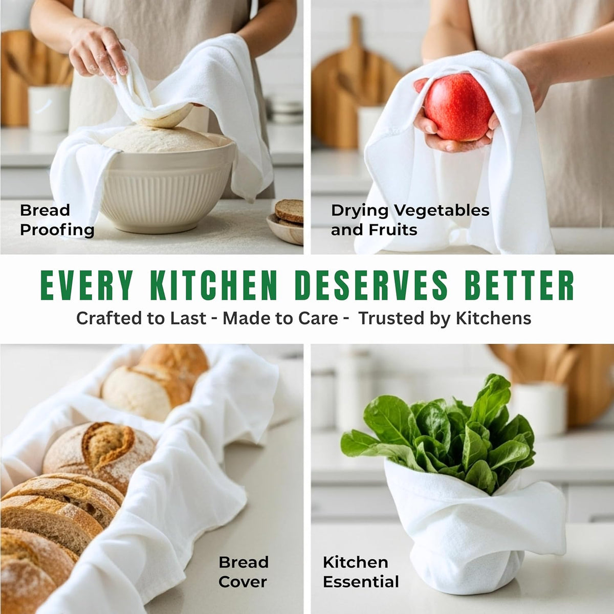 Flour Sack Towels| Tea Towel for Crafts| Kitchen Dish Cotton Blank Towel for Embroidery|Baking Bread Proofing Linen Cover| Thick Absorbent Quick Dry| 12 Pack 28"x28" White