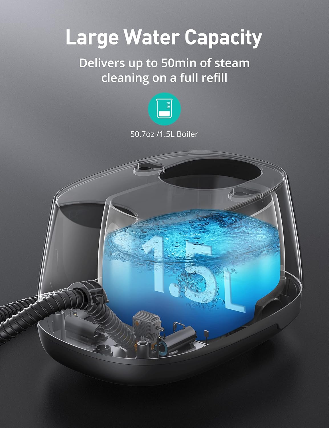 Steam Cleaner, 293°F 58 PSI Powerful Multipurpose Handheld Steam Mop for Home Use, 21 Attachments, 50Oz Capacity, Heavy Duty Steamer for Carpets, Floors, Cars, Tiles, Crack Cleaning, Blue