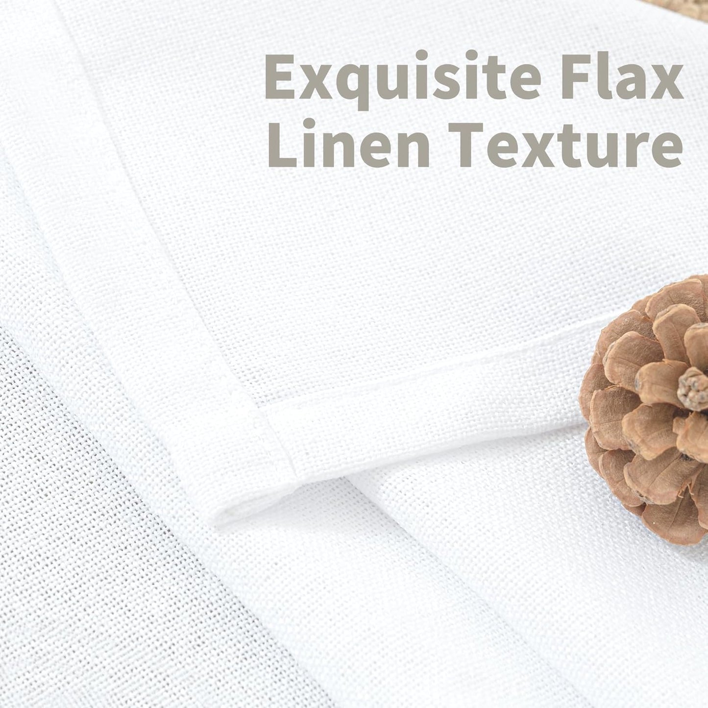 YoungsTex White Linen Cafe Curtains 36 Inch Length 2 Panels - Short Drapes Semi Sheer with Rod Pocket Back Tab Lightweight for Bathroom Kitchen Windows Over Sink, 42 X 36 Inch