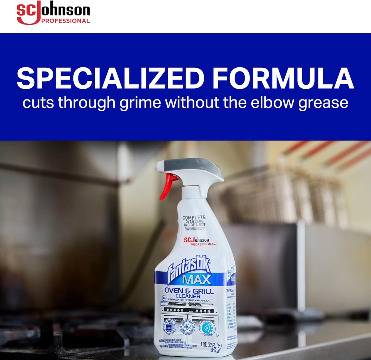SC Johnson Professional Fantastik Max Oven & Grill Cleaner Spray, Cleans Inside and Out, 32 Fl Oz