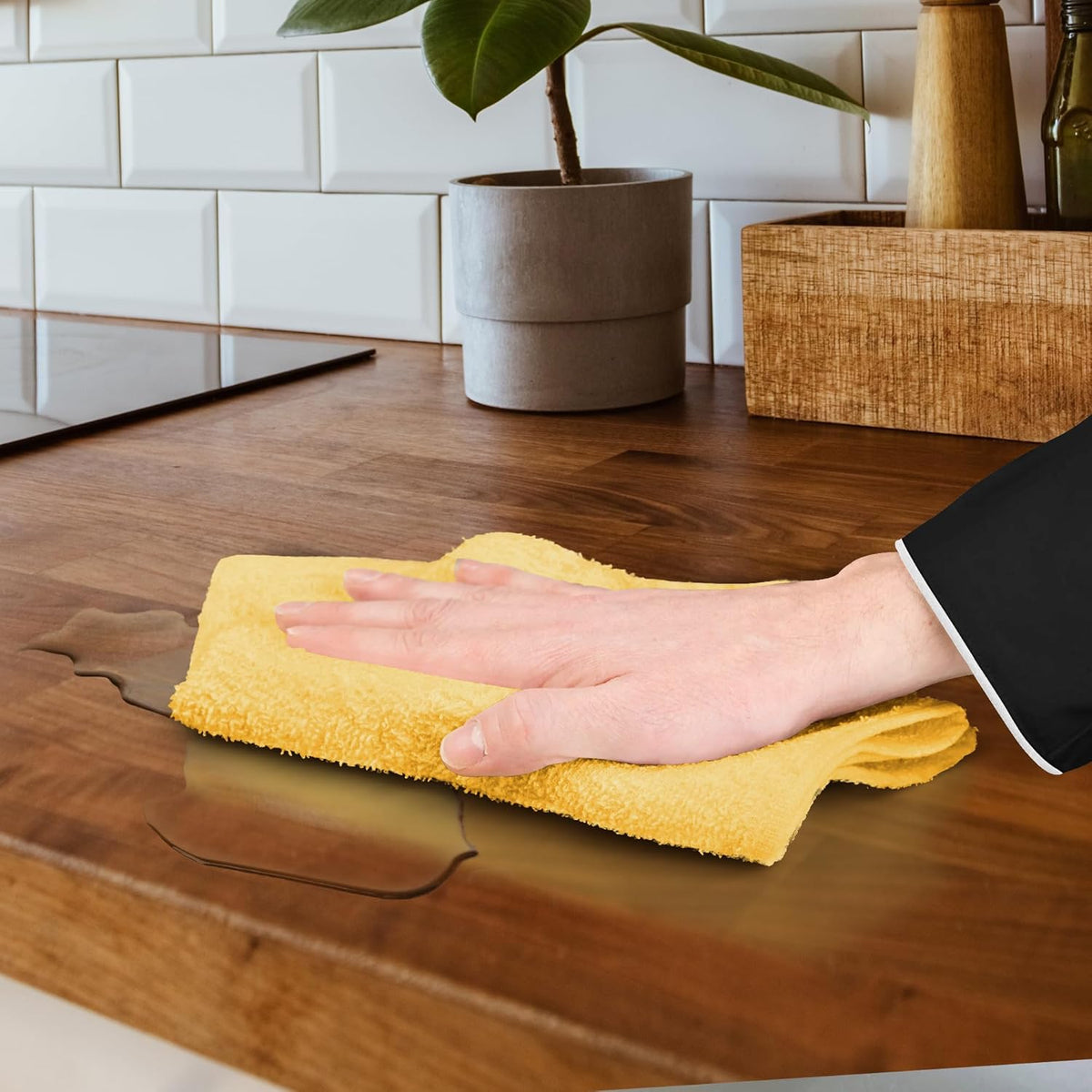 Avalon Towels Terry Bar Mop Towels (Value Pack of 60) Size 14"x17" – Absorbent and Durable, Multipurpose Cleaning Rags, Cotton Cleaning Cloths, Terry Cloth Rags, Reusable Shop Rag (Yellow)