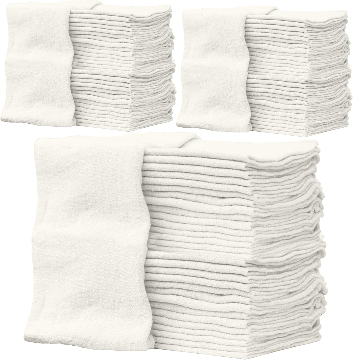 ZUPERIA Cotton Shop Towel – Multipurpose Cleaning Cloths (14" x 12" - Pack of 500 - White) Reusable Shop Rags for Automobiles, Industrial, Restaurants, Garage, and Homes