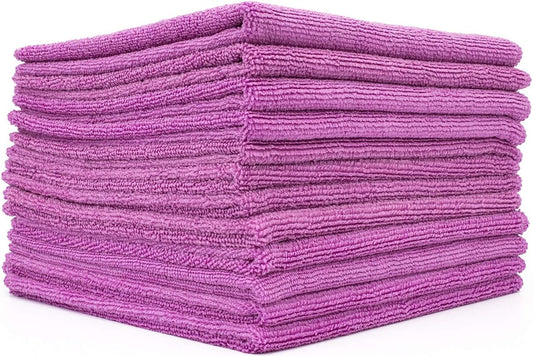 The Rag Company - All-Purpose Microfiber Terry Cleaning Towels - Commercial Grade, Highly Absorbent, Lint-Free, Streak-Free, Kitchens, Bathrooms, Offices, 300gsm, 12in x 12in, Lavender (12-Pack)