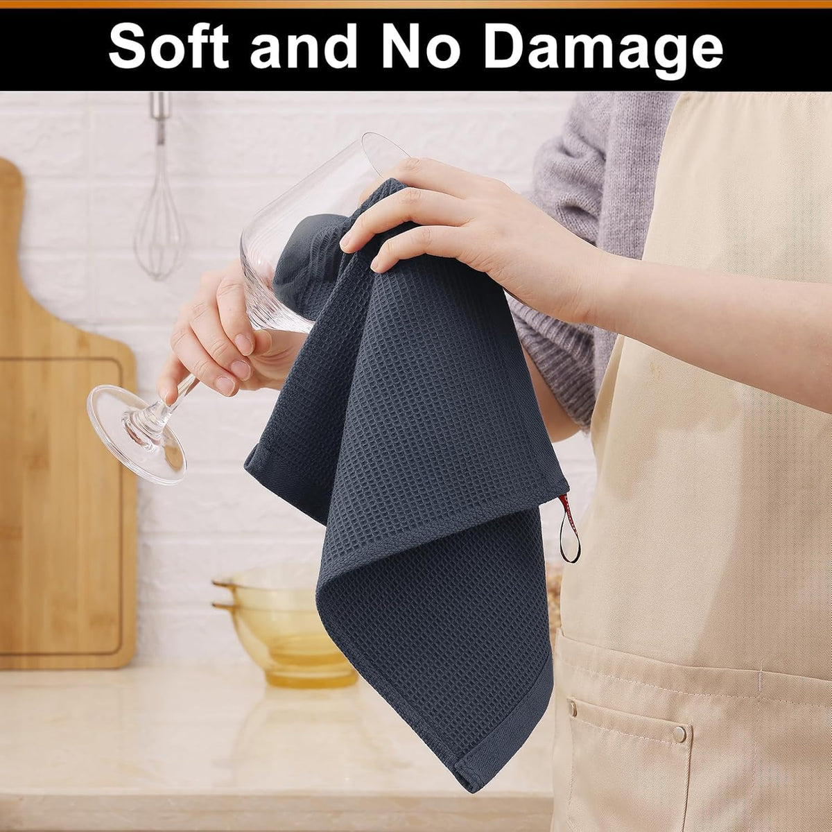 Homaxy 100% Cotton Waffle Weave Dish Cloths - 12 Pack Soft and Absorbent Dish Towels - 12 x 12 Inches Quick Dry Dish Rags - Dark Grey
