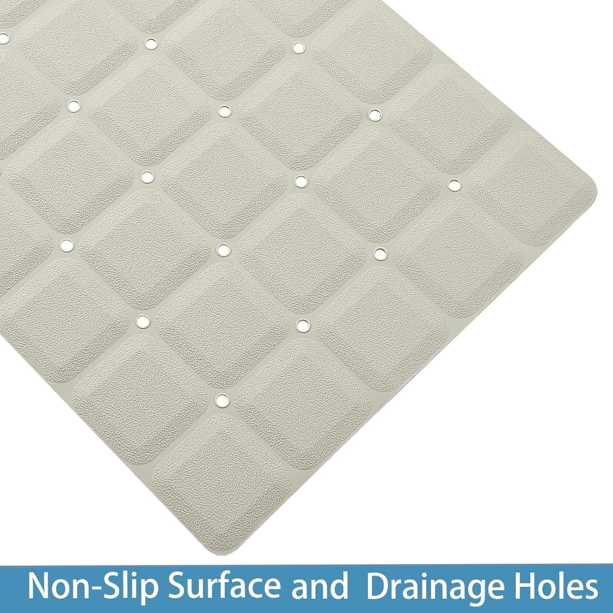 Foldable Silicone Bathtub Mat: Jumbo Size Heavy Duty Safety Bath Mat for Tub Without Suction Cups Non Slip Bath & Shower Mat for Textured, Reglazed, Refinished Tub (Beige, 35.8 x 17.7)