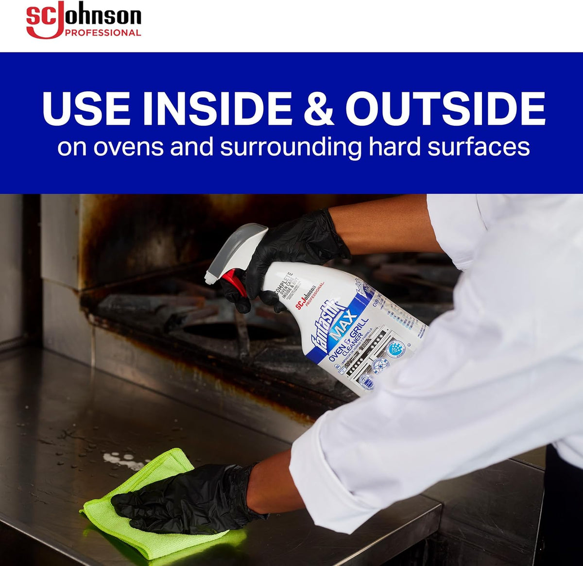 SC Johnson Professional Fantastik Max Oven & Grill Cleaner Spray, Cleans Inside and Out, 32 Fl Oz