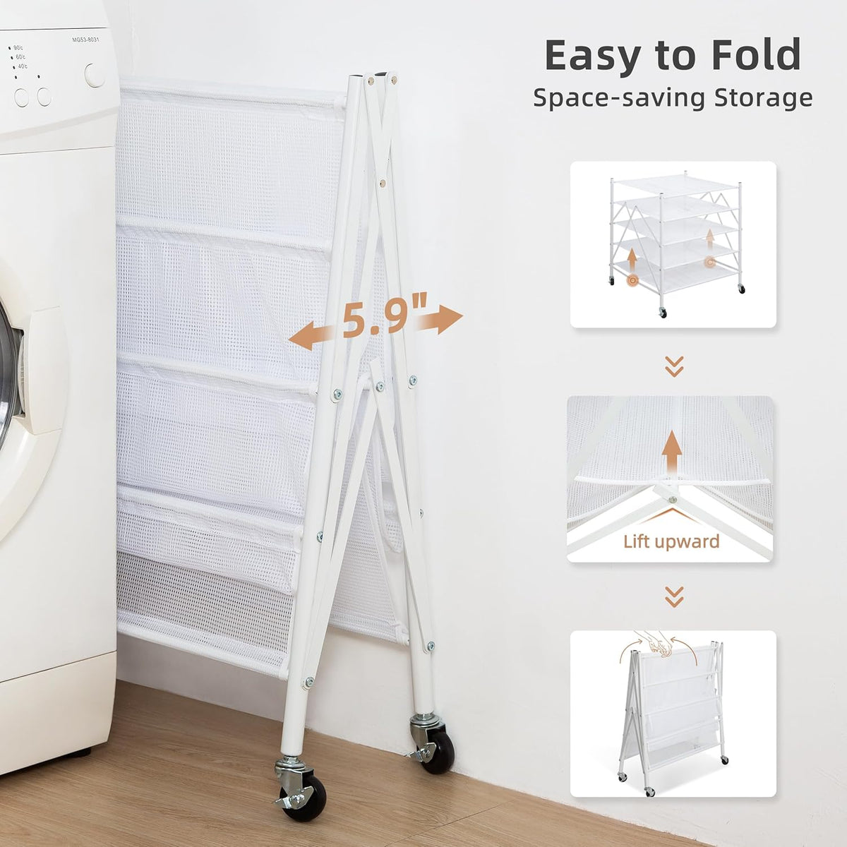 STORAGE MANIAC Sweater Drying Rack, Mesh Clothes Drying Rack, Stackable Laundry Drying Rack, Lay Flat Dryer for Delicates, Portable Dry Rack for Indoor or Outdoor, White, 5 Tier Foldable