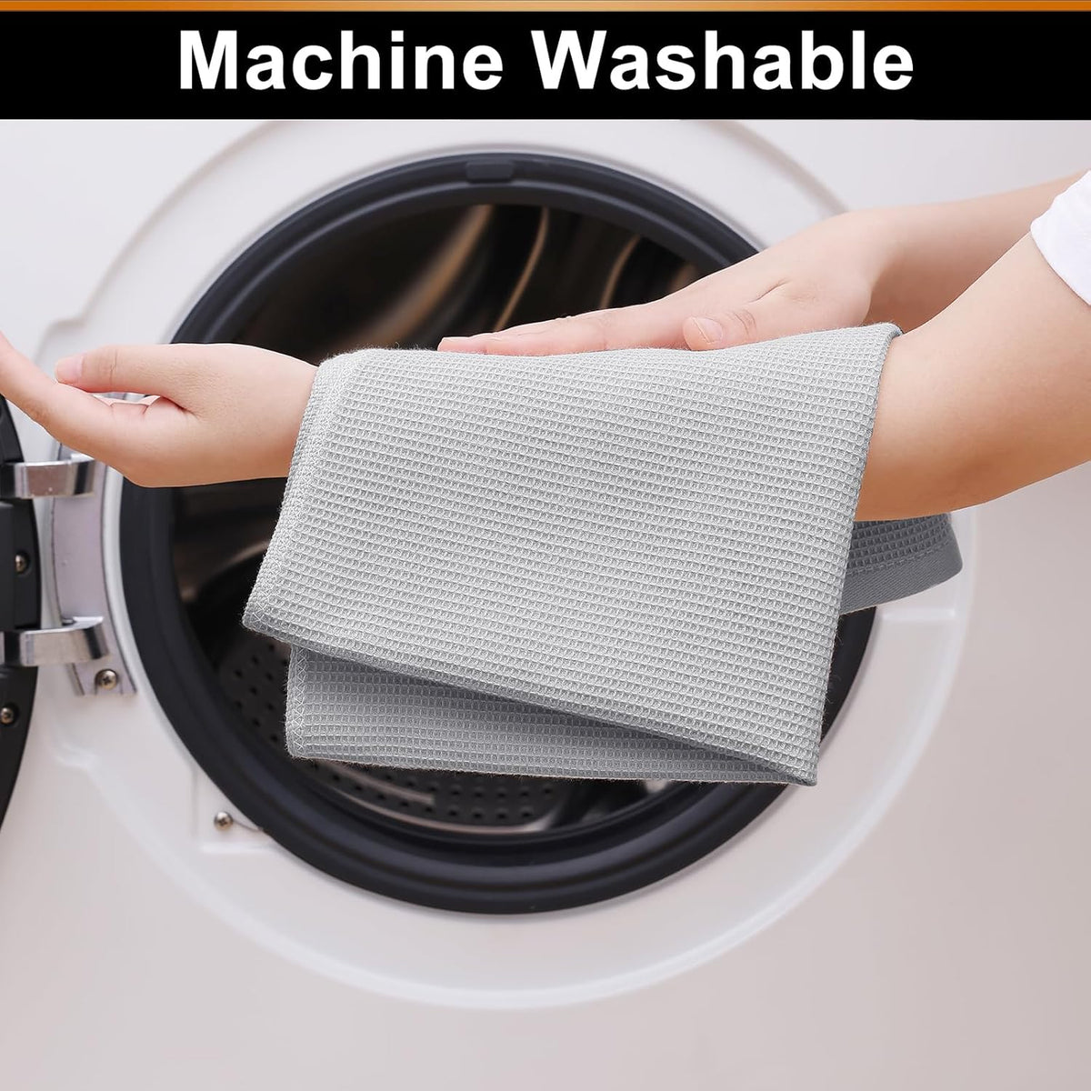 Homaxy 100% Cotton Waffle Weave Kitchen Towels - 6 Pack Soft and Absorbent Dish Towels - 16 x 26 Inches Quick Dry Hand Towels - Light Grey