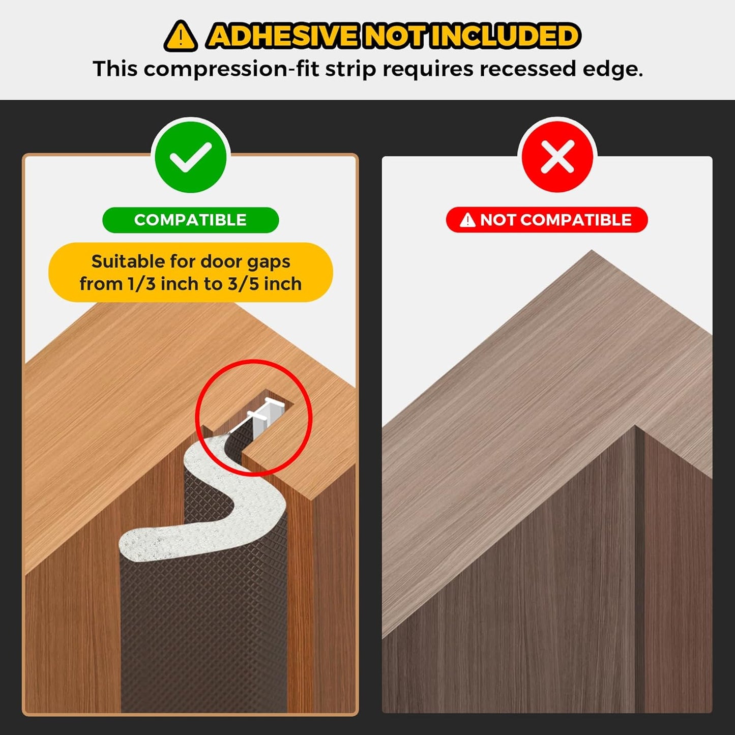 Weather Stripping Door Seal Strip Soundproof Q Foam Weather Stripping for Door Frame, Exterior Door Weather Stripping for Large Gap, Easy to Install（Brown, 30FT