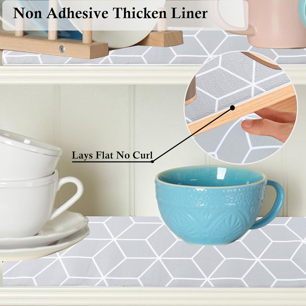 Shelf Liner 16 Inch Wide X 20 Ft Waterproof Cabinet Drawer Paper Mat Non Slip Pantry Cupboard Closet Liners Non Adhesive Liner for Kitchen Bathroom Dresser Refrigerator Under Sink