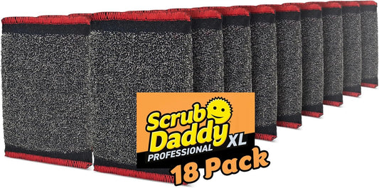 Scrub Daddy Large Steel Scouring Pads - Scour Daddy Steel XL Stainless Steel Dish Scrubber Sponge - Durable, Shred-Resistant Scour Pads - Bulk Kitchen Sponges & Commercial Cleaning Supplies (18 Count)