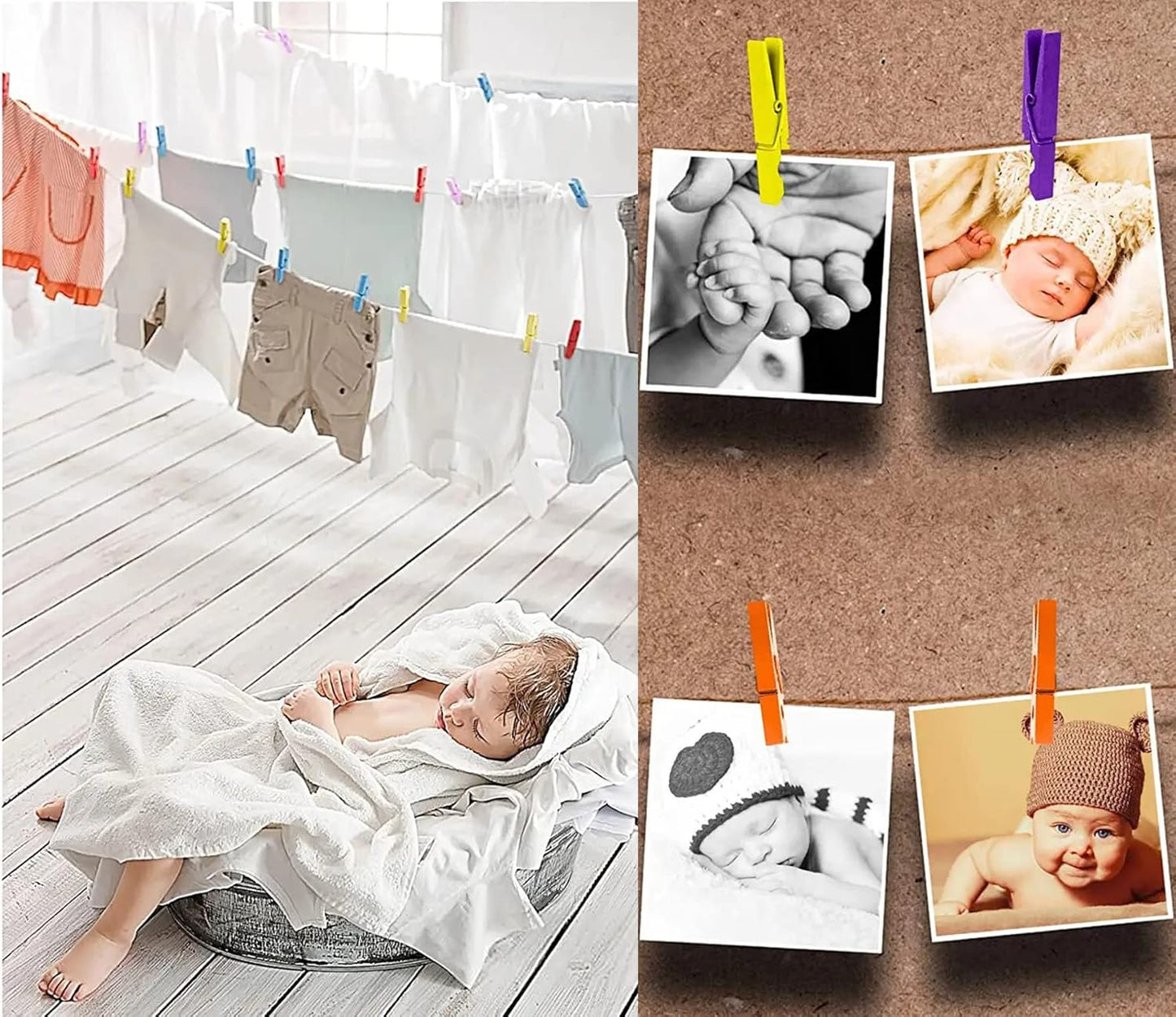 1.9 in Orange Wood Clothespins Hang Kids Artwork Craft Project Clothes Clips for Drying Bag Pegs with String Pack 50