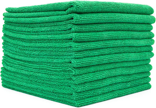 The Rag Company - All-Purpose Microfiber Terry Cleaning Towels - Commercial Grade, Highly Absorbent, Lint-Free, Streak-Free, Kitchens, Bathrooms, Offices, 300gsm, 12in x 12in, Green (12-Pack)
