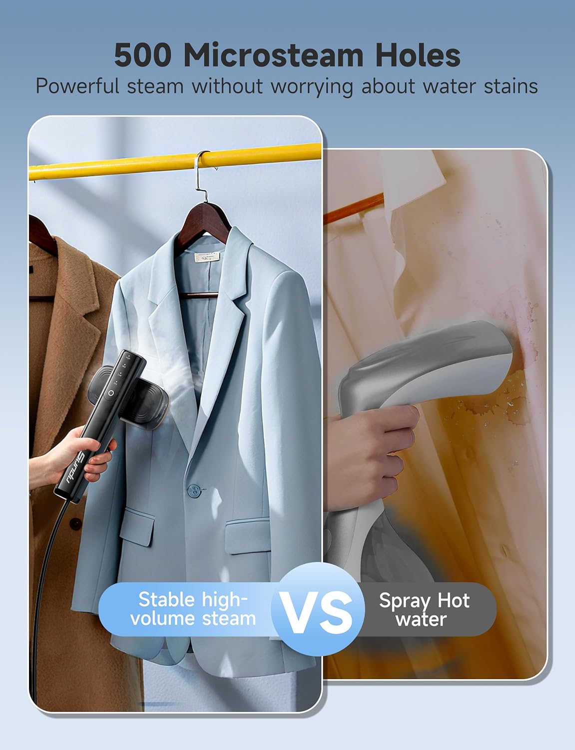 Steamer for Clothes Portable Handheld Garment Steamer,15s Fast Heat-up,100ml Tank,Steamer Ironing Gloves,25 Minutes of Continuous Ironing for Travel and Home(Indigo)