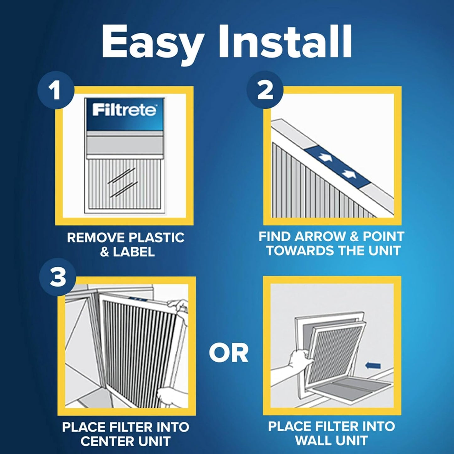 Filtrete 12x12x1 AC Furnace Air Filter, MERV 11, MPR 1000, Micro Allergen Defense, 3-Month Pleated 1-Inch Electrostatic Air Cleaning Filter, 4 Pack (Actual Size 11.81x11.81x0.81 in)