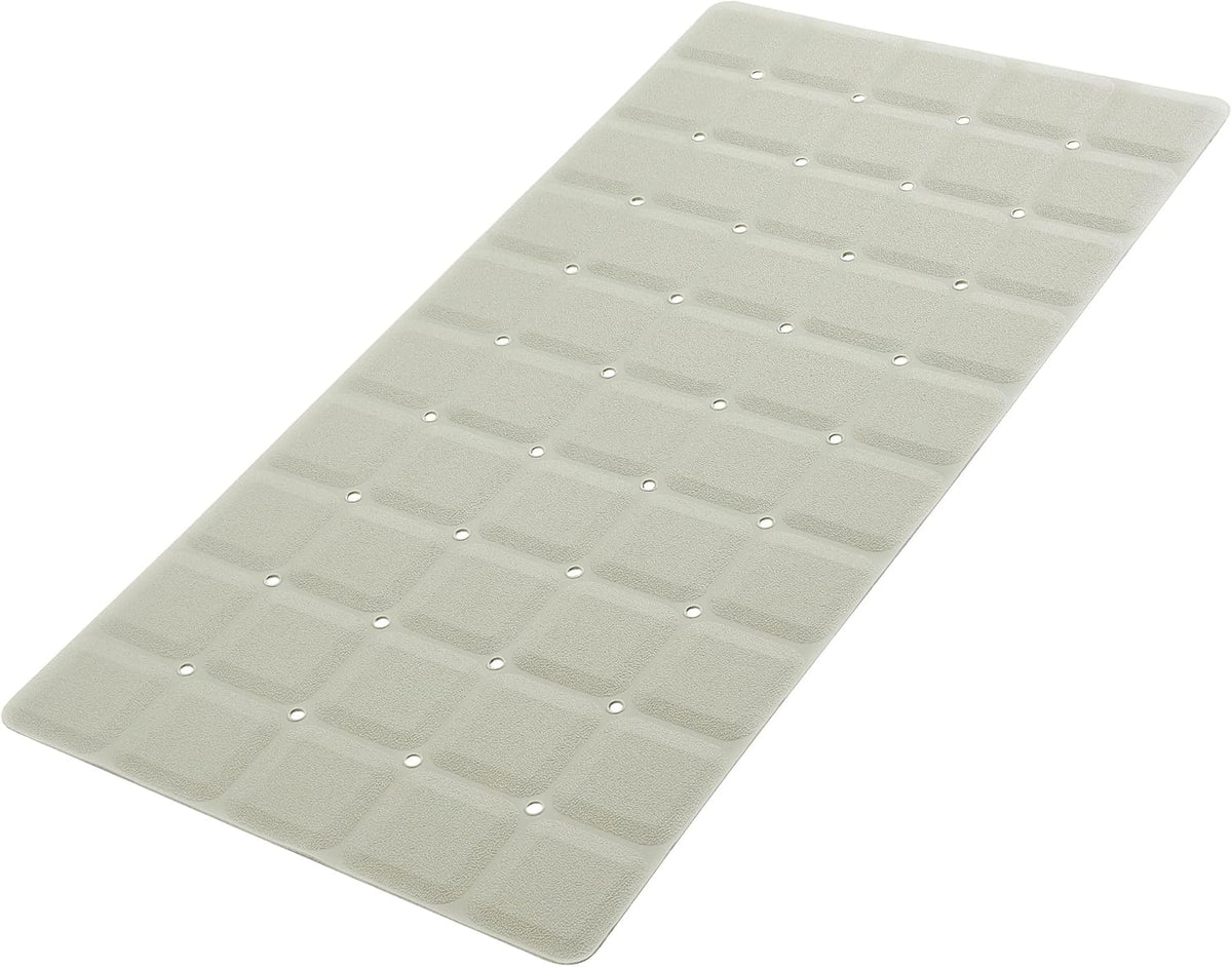 Foldable Silicone Bathtub Mat: Jumbo Size Heavy Duty Safety Bath Mat for Tub Without Suction Cups Non Slip Bath & Shower Mat for Textured, Reglazed, Refinished Tub (Beige, 35.8 x 17.7)