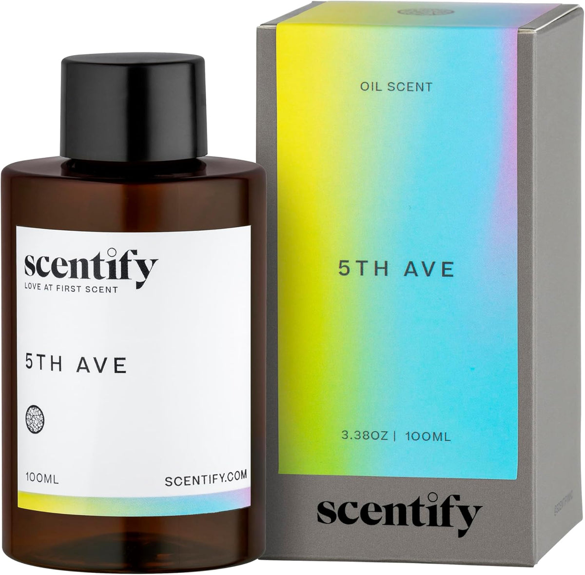 Scentify 5th Ave Aroma Oil Refill Scent for Oil Diffusers - Bergamot, Floral, Gardenia Scents - Luxurious Relaxing Aromatherapy Diffuser Fragrance 100ml, 3.38 oz