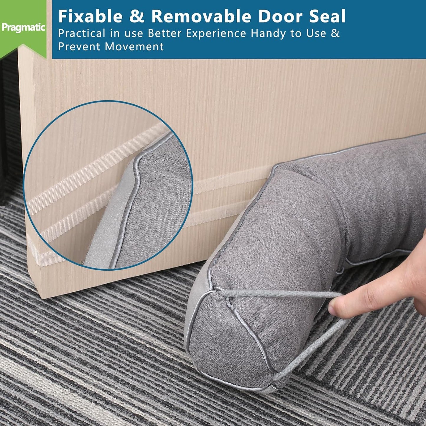 Triangular Under Door Draft Stopper 40 inch Heavy Duty Door Draft Blocker Bottom Door Seal Noise Air Door Guard for Doors and Windows, Gray