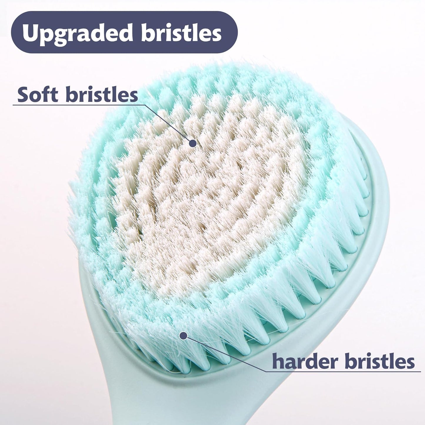 BEDELITE Back Scrubber for Shower - Long Handle Bath Brush (16.4 inches) with Soft Bristles, Exfoliating Body Brush for Men & Women(Blue)