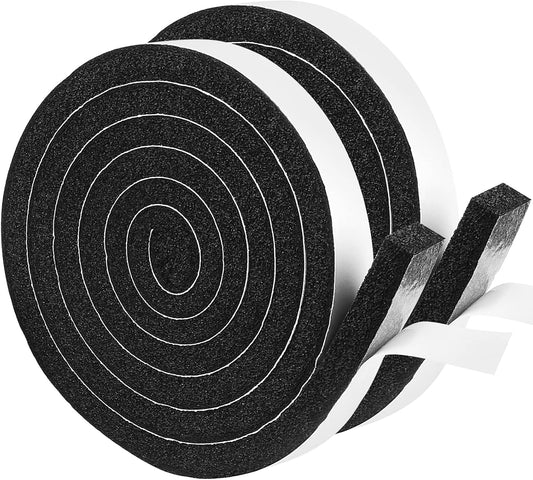 YIJUHOU Weather Stripping Door Seal Window Air Conditoner Insulation Foam Seal Tape Black Open Cell Door Seal Strip (1IN*1/2IN*13FT)