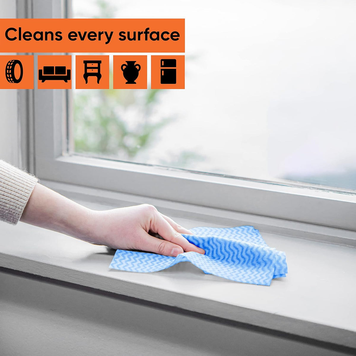 Superio Handy Wipes for Kitchen - Blue Reusable Multi-Purpose Heavy-Duty Cleaning Cloth for House, Bathroom, and Office. Disposable Dish Towel (10)