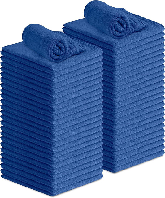 Avalon Towels Cotton Shop Rags – (Pack of 50) Size 12x14 Inches Cleaning Rags – Absorbent Shop Towels and Multipurpose Cleaning Towels for Automobiles, Industries, Garage and Homes (Blue)