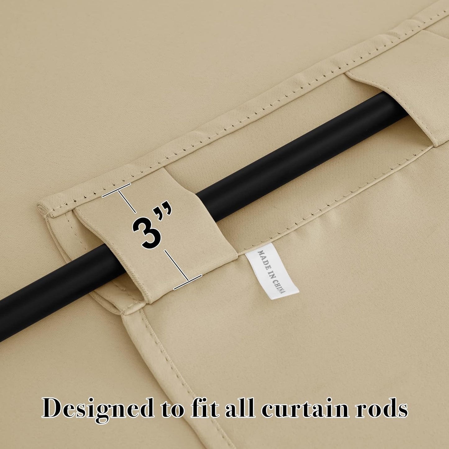 RYB HOME Room Darkening Curtains - Back Tab Haning Top, Sunlights Block Privacy Curtains Kitchen Drapes for Dining Sitting Room Home Office Kids Playroom, 42 x 54, Biscotti Beige, 2 Panels