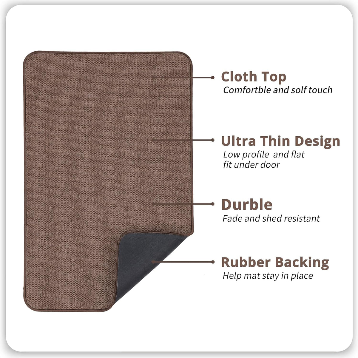 Bath Mat,Ultra Thin Bathroom Rugs,Rubber Bath Mats for Bathroom,No Slip Bath Rugs,Quick Dry,Machine Washable,Low Pile,Absorbent,Shower Outside,Sink,Home Decor Accessories.Brown,2'x3'(24x36inch)