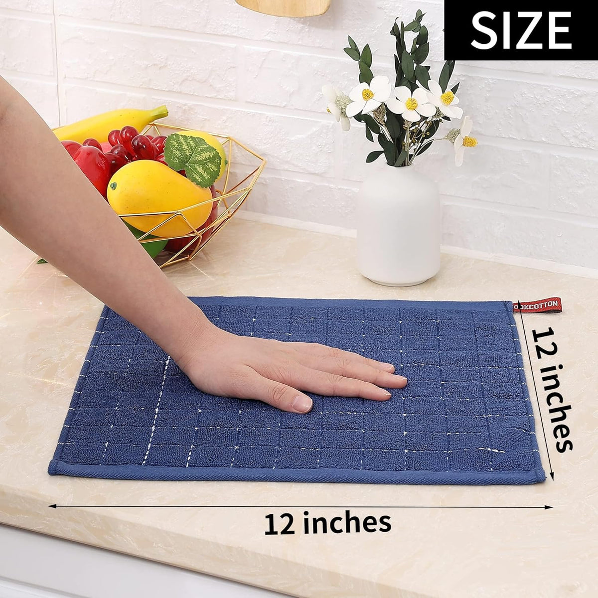Homaxy 100% Cotton Terry Kitchen Dish Cloths, Ultra Soft and Absorbent Dish Towels for Kitchen, Suitable for Drying and Washing Dishes, 8 Pack, 12 x 12 Inches, Mixed Colour